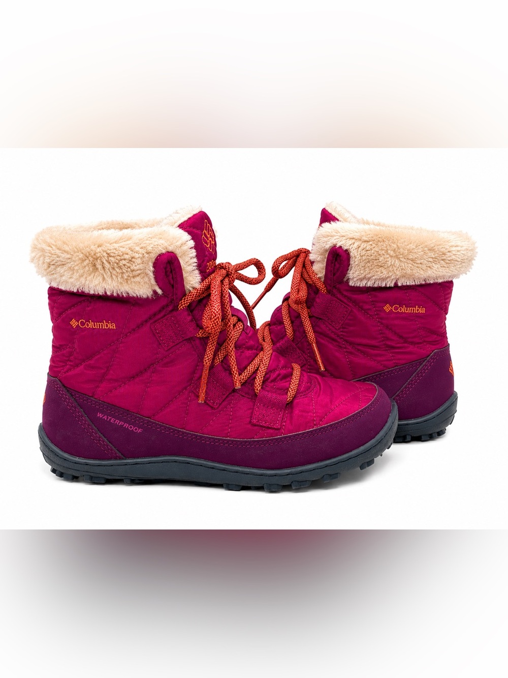 Columbia Youth Waterproof Snow Boots‎ Faux Fur Berry Gorpcore Wintercore Size 3